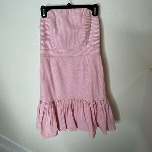 Vineyard Vines Kentucky Derby Seersucker Pink Stripped Strapless Mini Dress Sz 2